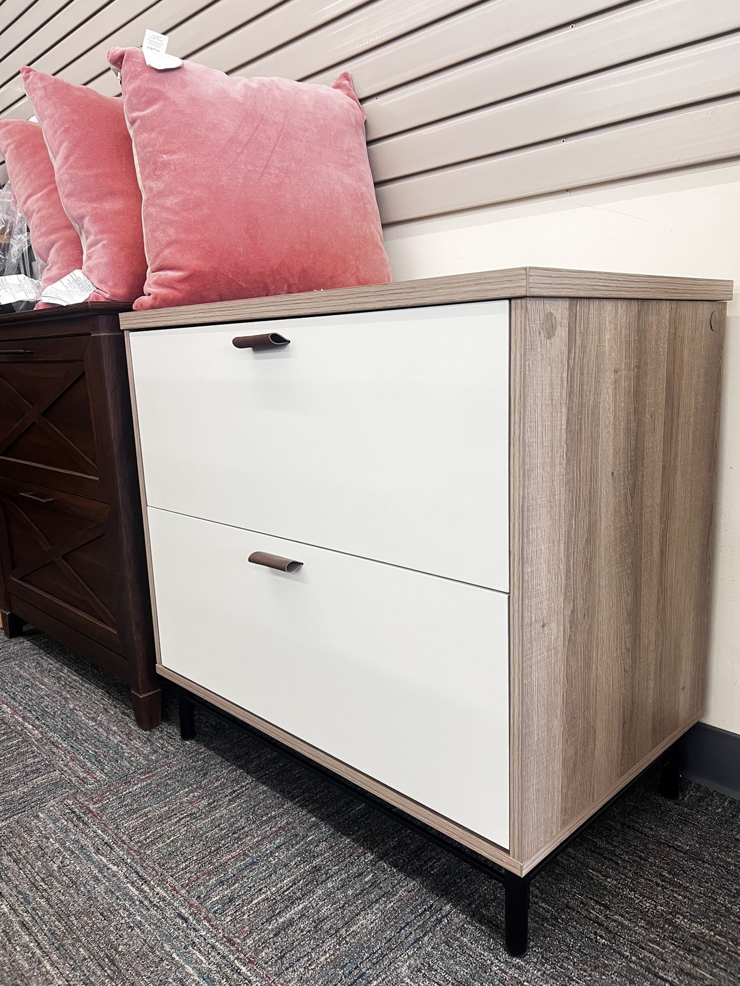 Wood Lateral File Cabinet, Sky Oak Finish, New