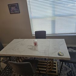 4 Piece Dining Set Gray and White