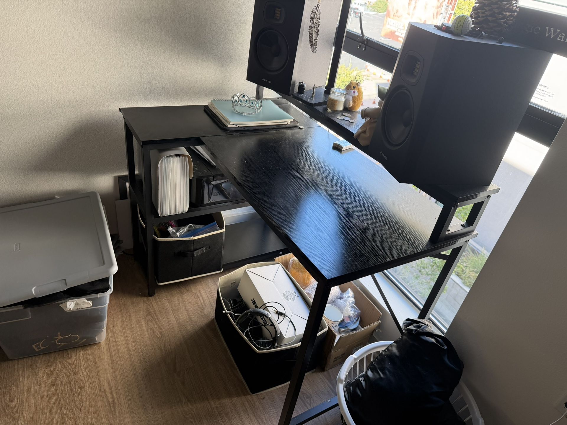 Black Desk W/ Shelves