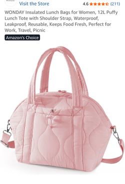 Pretty Pink Puffer Waterproof Insulated Lunch Bag!