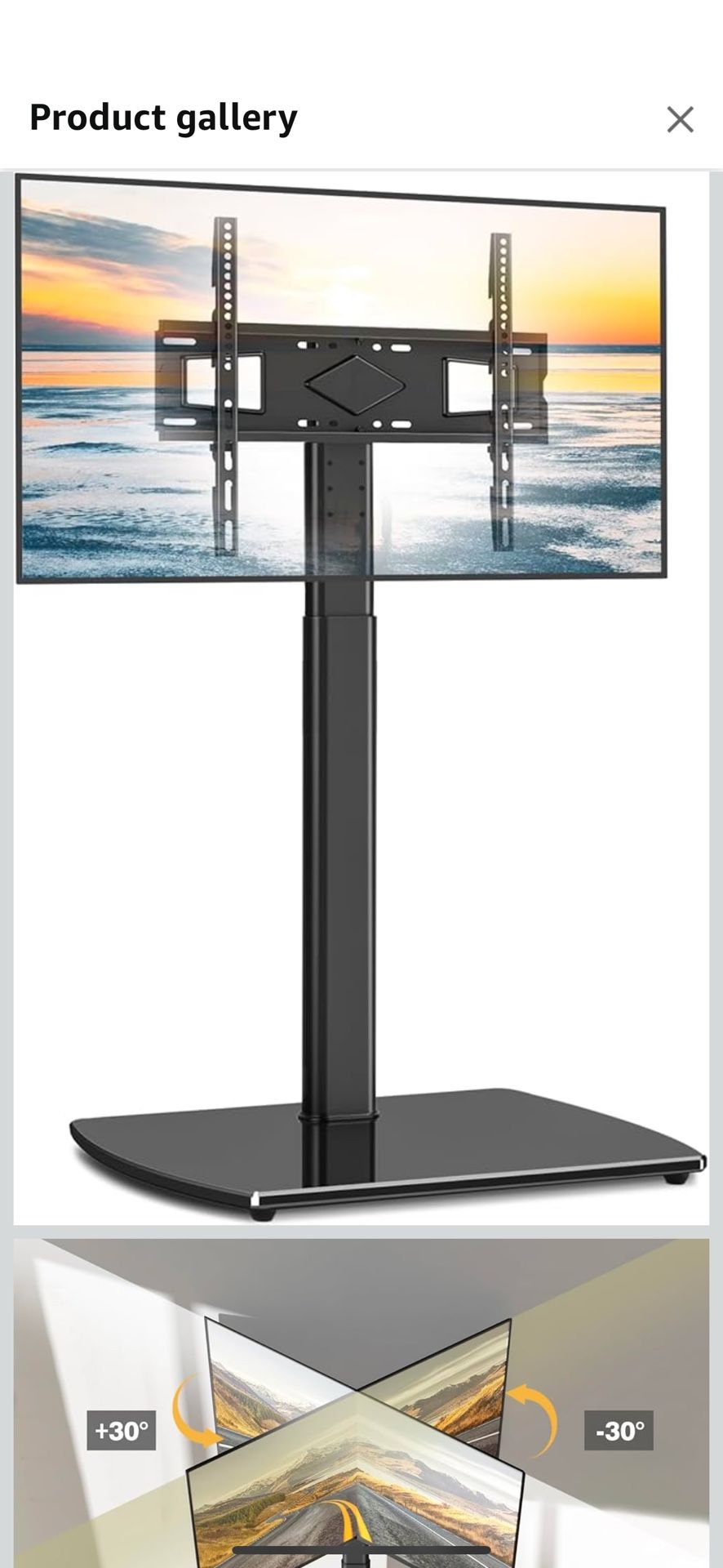 Universal Floor TV Stand Base for Most 26 to 65 Inch TVs with ±30° Swivel Mount, Height Adjustable 65 inch TV Stand with Cable Management, Space Savin