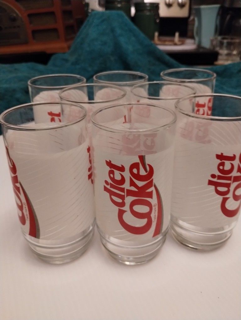 8 White Diet Coke Glasses