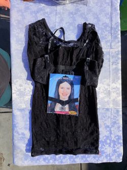 Spider women custom-made Black Lace Dress with corset Costume Mates Spider Web Choker Size M/L