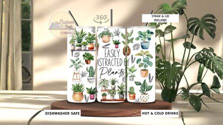 Distracted By Plants 20 Oz Stainless Steel Tumbler (READ DESCRIPTION)
