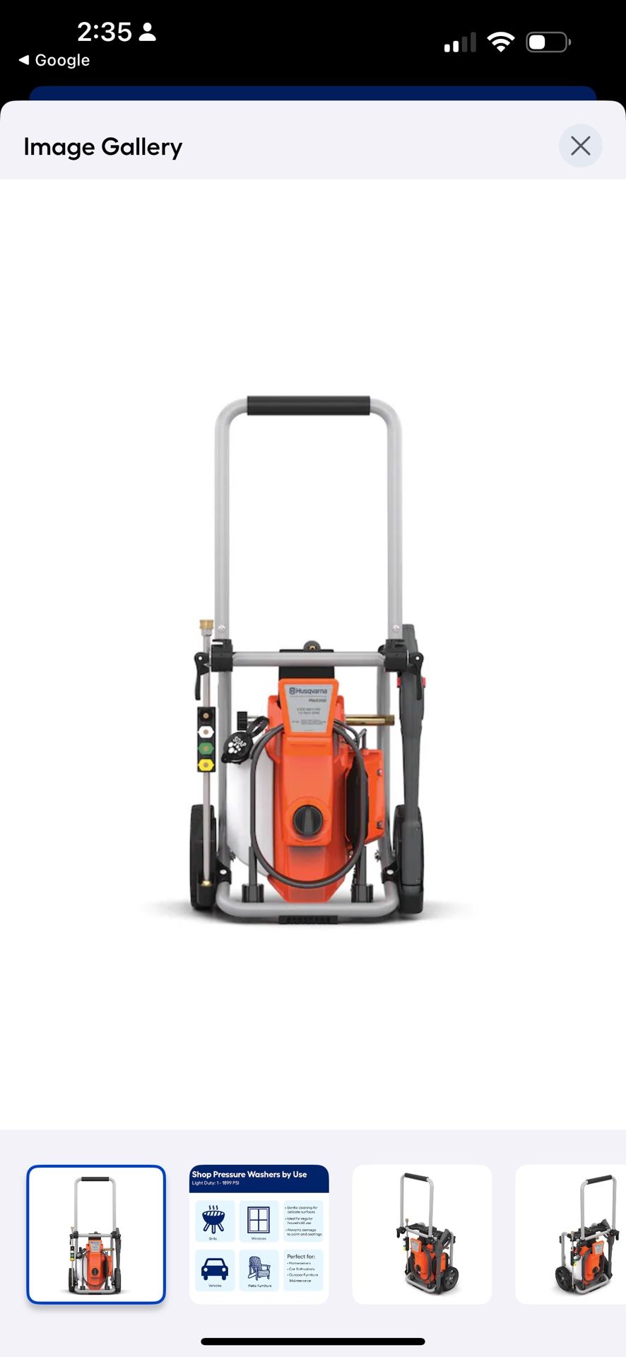 Husqvarna 2300-PSI 1.2-GPM Cold Water Electric Pressure washer with 4 Spray Tips