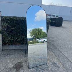 70x26 Full Length Arch Floor Mirror with Stand, BLACK