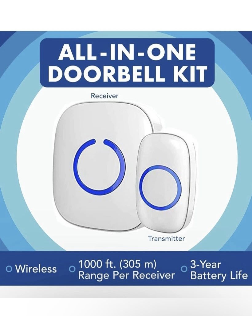 NEW SadoTech Wireless Doorbell for Home - Battery Operated- White