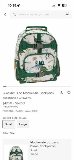 Pottery barn kids dinosaur backpack