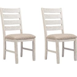Signature Design by Ashley Skempton Modern Farmhouse Dining Room Chair, 2 Count, Ladderback Design, Wood, 17.75" W x 21.5" D x 38.63" H, White and Lig