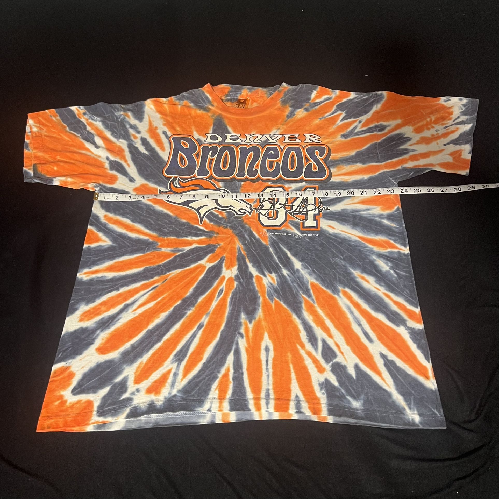 VTG Cotton Park Tie Dye Denver Broncos T-shirt #84 Shannon Sharpe