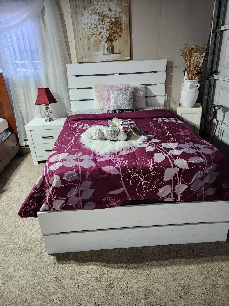 Bed Full Size Nightstand With Matress New 