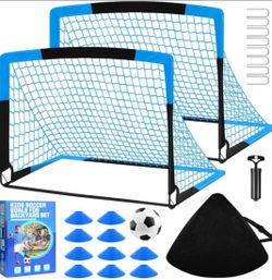 Soccer Goal,Soccer Goals for Backyard Set- 2 Pack Portable Soccer Net
4x3 FT Pop-Up Kids Soccer Goal,Soccer Training Equipment with Ball,Cones,Col