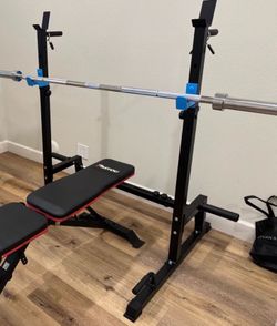 Squat/Bench Rack With Barbell