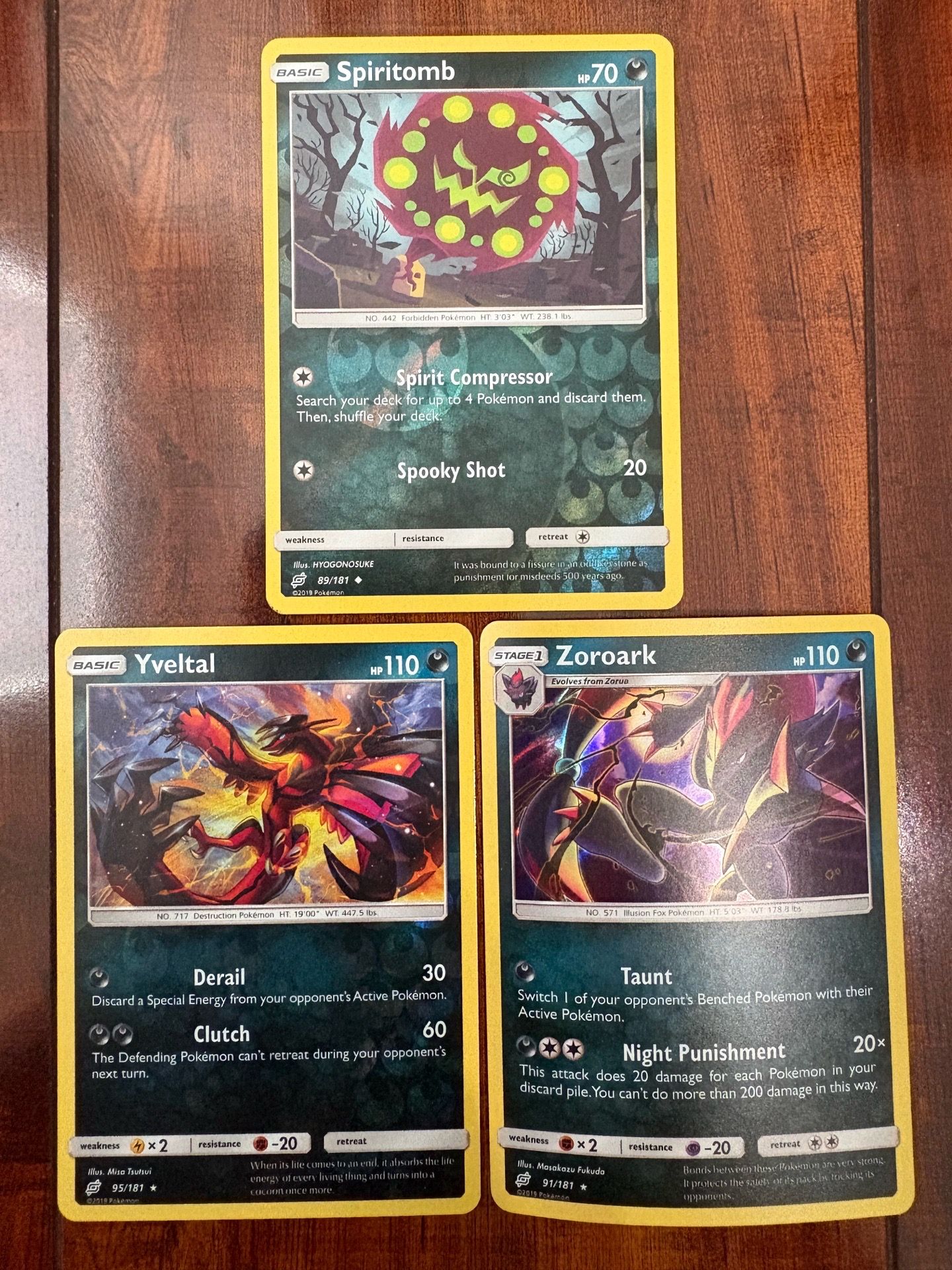 Pokemon Spiritomb, Yveltal & Zoroark Holo Rare & Reverse Holo Lot of 3 MP/LP
