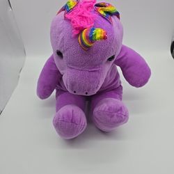 Unicorn Purple Plush Stuffed Animal 22” long Rainbow Ears and Unicorn Horn