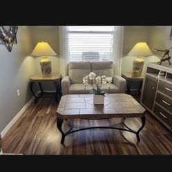Tiled Coffee Table, 2 End Tables And 1 Sofa Table