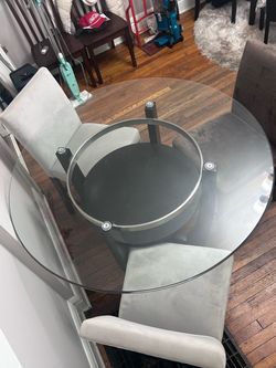 Round Glass Dining Table with 4 Chairs