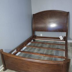 Solid wood queen bed frame and desk