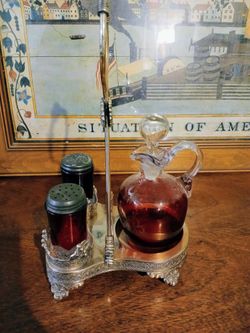 Pelton Bros Quadruple Silver Plate Condiment Caddy