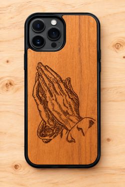 Praying Hands design wood phone case for iPhone and Samsung galaxy
