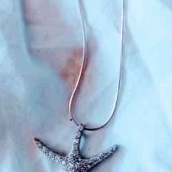 Beautiful Sterling. 925 silver star fish pendant and chain