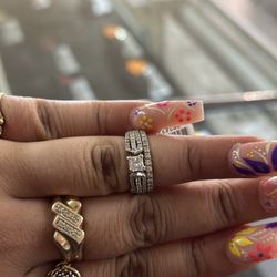 Double Band With Princess Cut Multi Row Design 