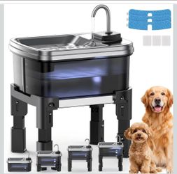 2.38Gal Dog Water Fountain Elevated with 4-Height Adjustable Stand