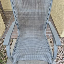 Outdoor Grey Sling-Style Patio Chair w/ Weather Resistant Mesh Fabric