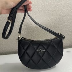 KATE SPADE CAREY QUILTED LEATHER ZIP TOP CROSSBODY BLACK KC495 NWT $379