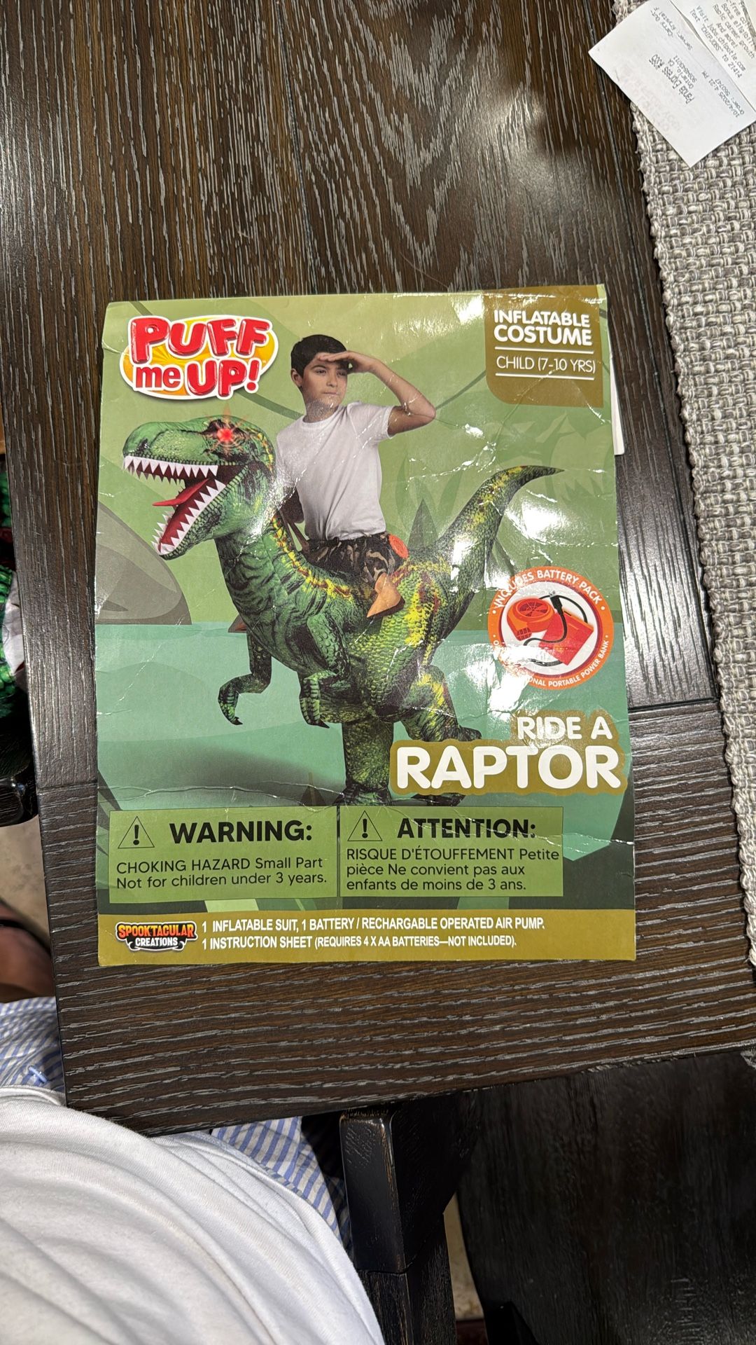 Puff Me Up Ride A Raptor 7-10 Year