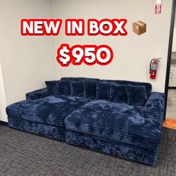 Royal Blue Corduroy Sofa Couch 🛋️ Super Cozy & Comfortable New In Box 📦 