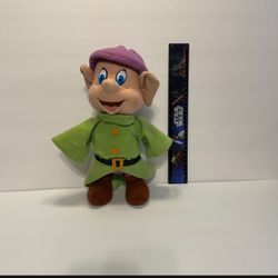Mattel Disney DOPEY Plush 1993 11" Snow White & Seven Dwarves Stuffed Doll Vtg