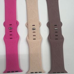 3 Pack Flag Engraved Bands Compatible with Apple Watch Band 42mm 44mm 45mm Women Men, Soft Silicone Sport Strap Cute Wristband for iWatch Series 9/8/7