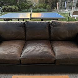Crate and Barrel Axis 3 Seat Leather Sofa 