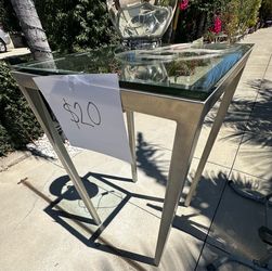 Tall glass top square table