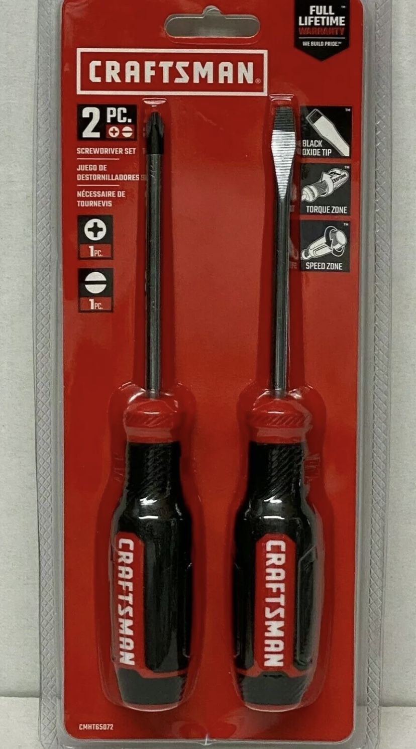 CRAFTSMAN CMHT65072 Phillips & Flat Head 2 Piece Precision Tip Screwdriver Set