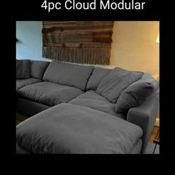 Gray Cloud Modular Sectional Couch Sofa 