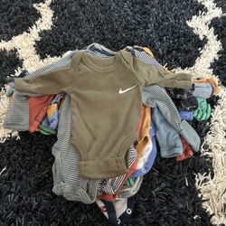 Bundle Of Longsleeve Newborn Baby Boy Onesies (17 Total)