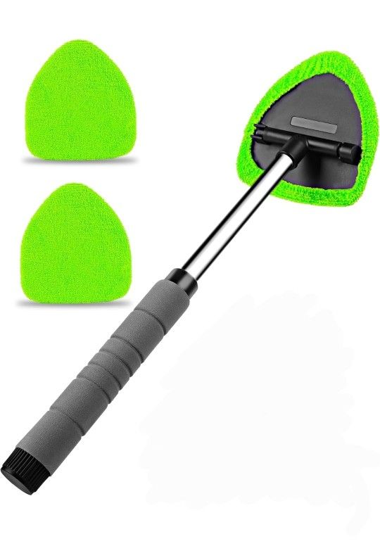 NEW! Window Cleaning Tool, Retractable Wand, Microfiber (Green)