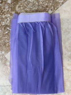 Lavender Purple Tulle Table Skirt – 6 Ft x 32” – Gold Trim – Party Decor