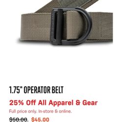5.11 Tactical 1.75 Inch Thick Operators Belt Size 4X