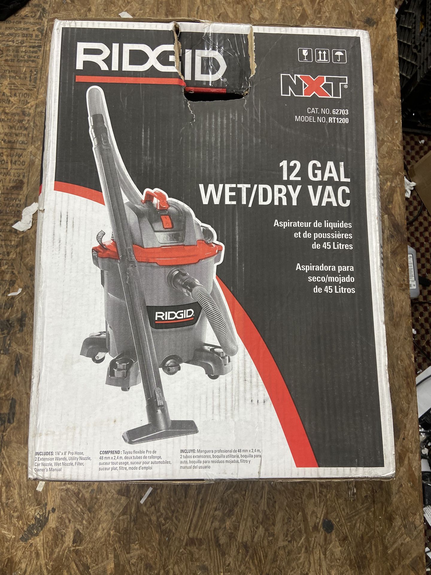 Ridgid 12 Gallon Nxt Wet/dry Vac (Rt1200)