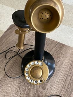Antique Candlestick Rotary Dial Telephone Súper cute for Decoration 12”T