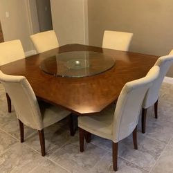 Dining Table, Turntable, Six Chairs