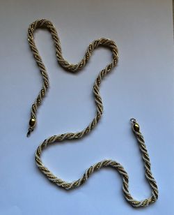 Vintage 1970s TRIFARI Pearl Rope Necklace - heavy gold helix twist