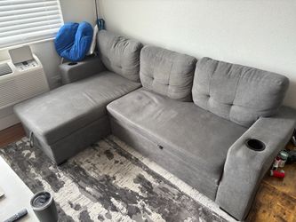 Sofa couch pull out bed with storage