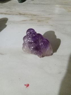 Amethyst Carved Laughing Buddha Figurine