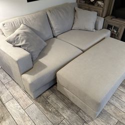 Brown Tan Grey Couch With Ottoman