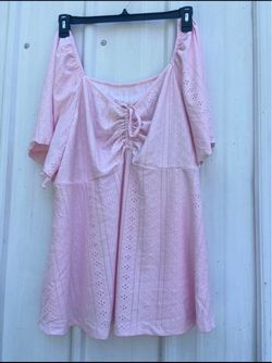 Pink Eyelet plus size blouse