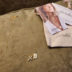 Five and Two | Virgin Mary and Cross necklace